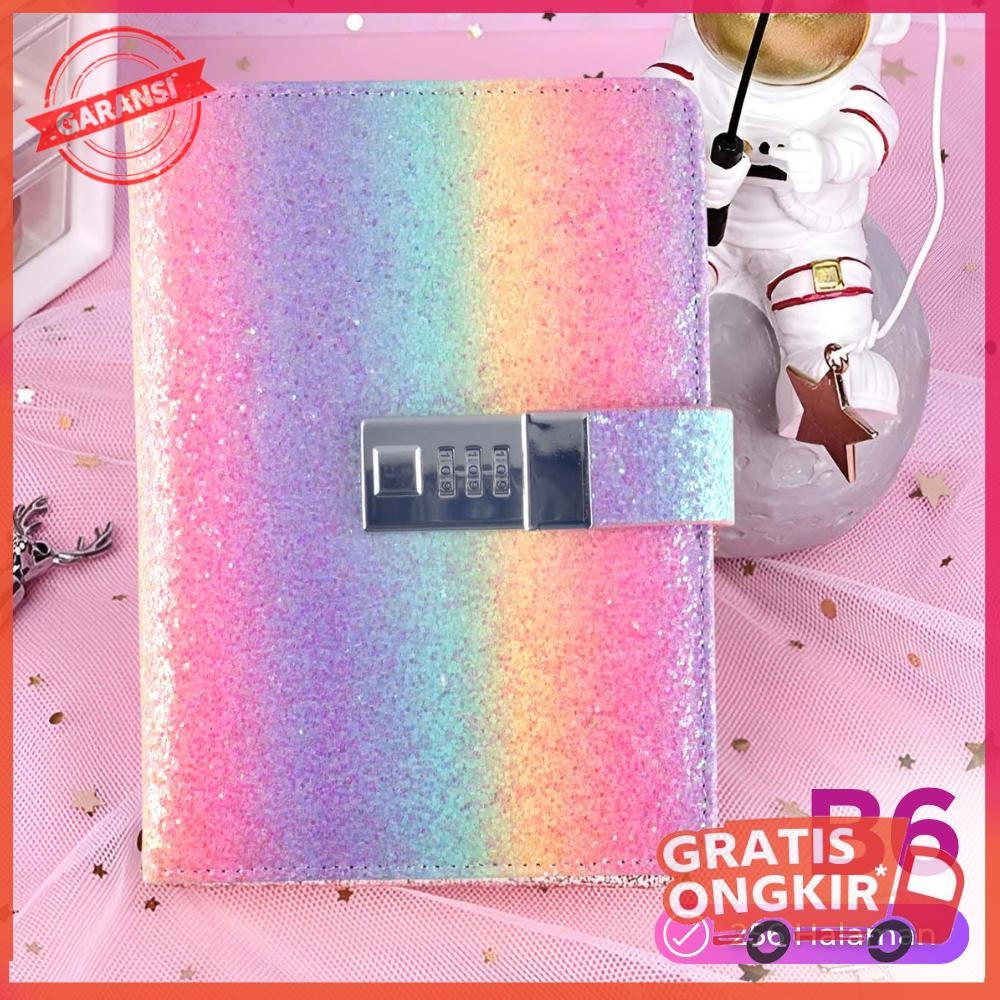 

Buku Diary Catatan Jurnal B6 256 Halaman with Lock pelangi