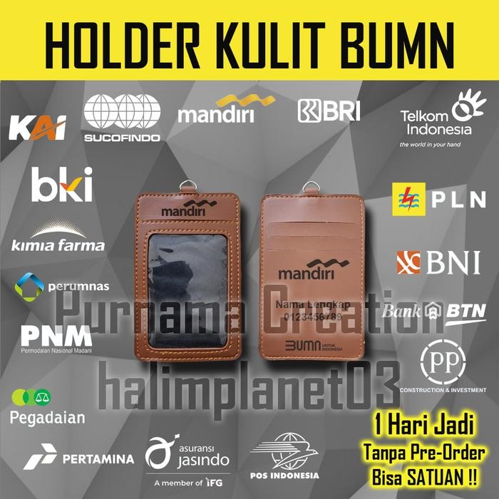 

Pilihan- Id Card Holder Grafir Bumn Holder Kulit Name Tag Custom Pln Telkom Mandiri Bni Bri