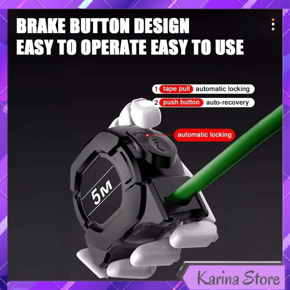 TAFFWARE ROLL METERAN RETRACTABLE RULER AUTOMATIC LOCKING PANJANG 5METER - XBE5M