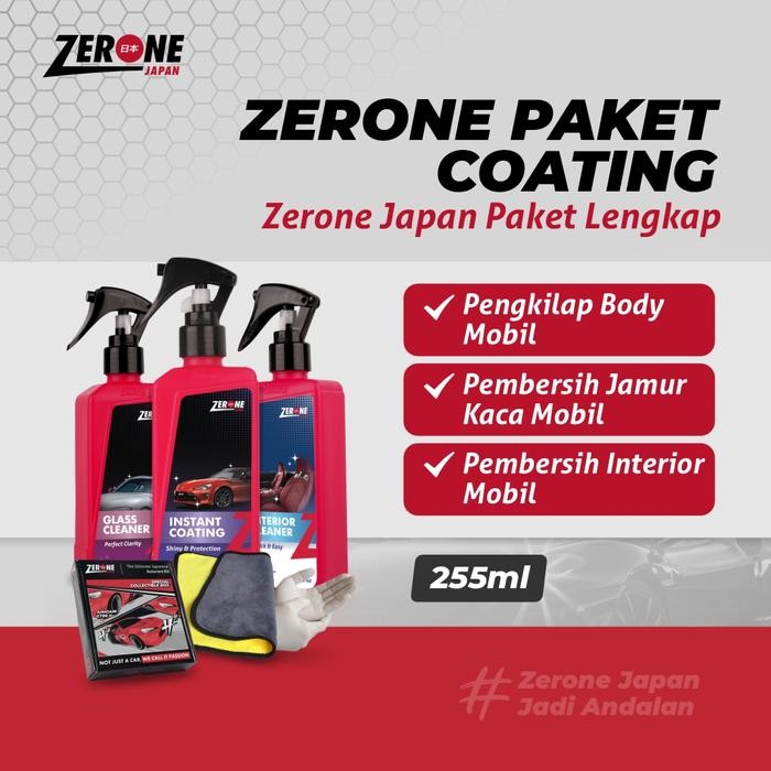 Pilihan- Paket Coating Zerone Japan Instant Coating Pengkilap Mobil, Pembersih Interior Dalam
