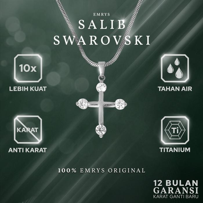 ASLI Emrys Liontin Set SALIB SWAROVSKI Liontin Salib Pria Wanita READY STOCK