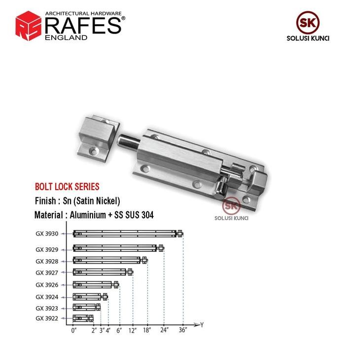 GRENDEL PINTU 4" RAFES ENGLAND STAINLESS STEEL SUS 304 + ALUMINIUM