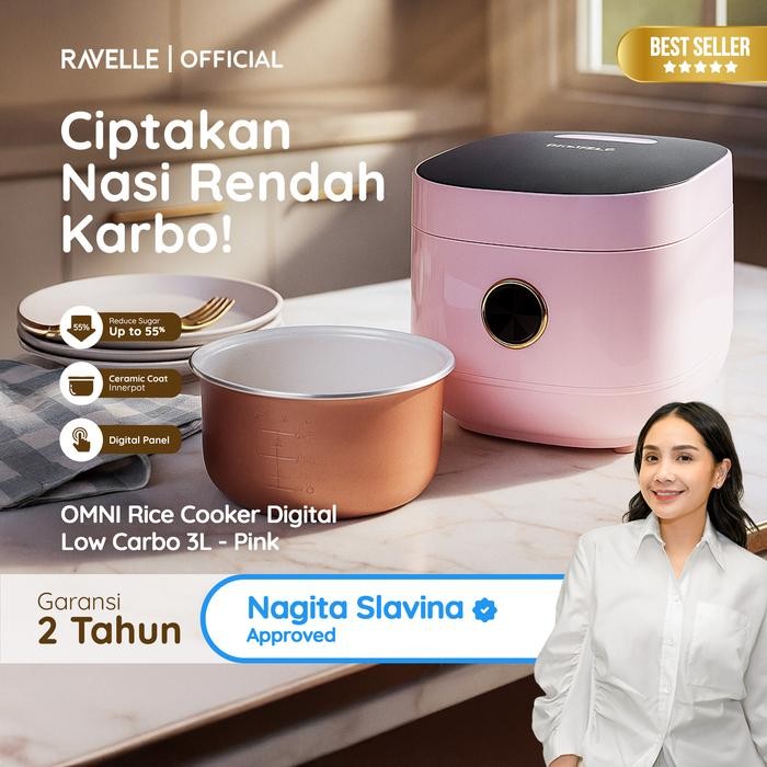 Ravelle OMNI Rice Cooker Ravelle 12 Liter Nasi (3 Liter) Digital Low Carbo Rice Cooker