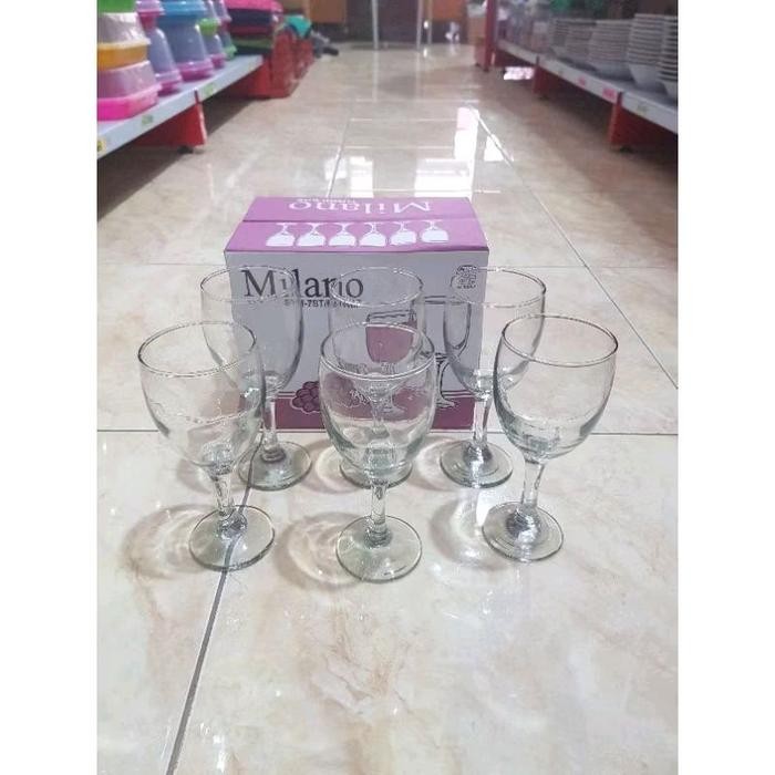 Gelas beling kaki/Gelas wine kedaung Stemware per6pcs