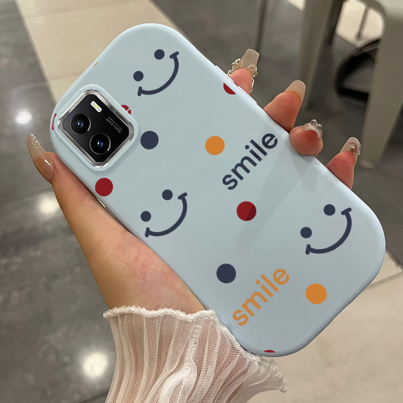 Casing Hp Untuk VIVO Y15s Y15a Y15c Y01 Case Casing tas wajah tersenyum pola HP Kesing bulat gemuk S