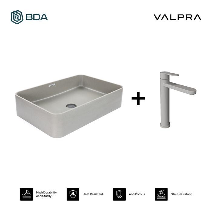 Valpra Wastafel Cuci Tangan Wastafel Kamar Mandi Wastafel Meja Wastafel Granit Kotak V GB 6040 SQ