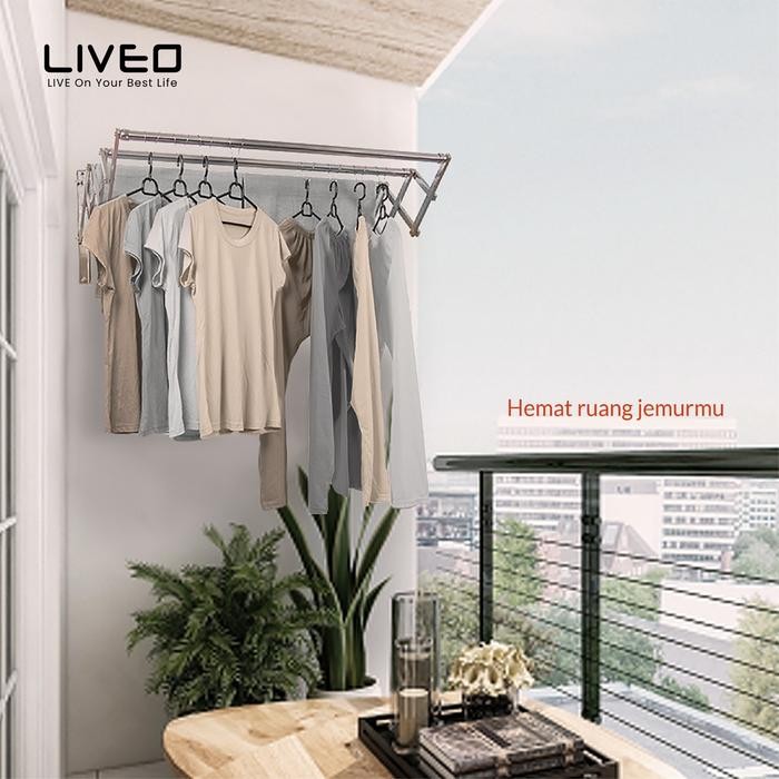 Liveo Lv-316 Jemuran Dinding Stainless Steel Lipat & Gantung Original