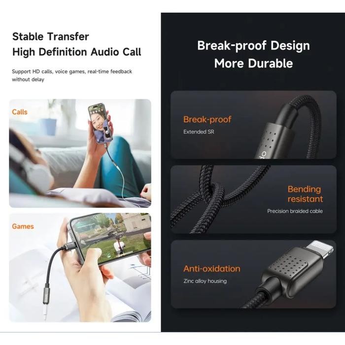 MCDODO CONVERTER SPLITTER FOR IPHONE LIGHTNING TO JACK 3.5MM OPEN MIC