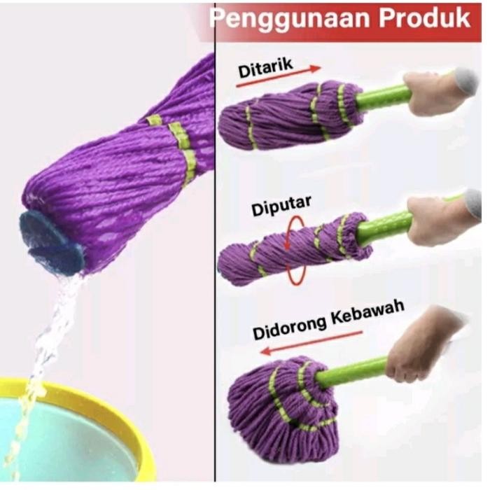 ALAT PEL LANTAI PERAS PUTAR MICROFIBER LAP PEL LANTAI GAGANG PANJANG