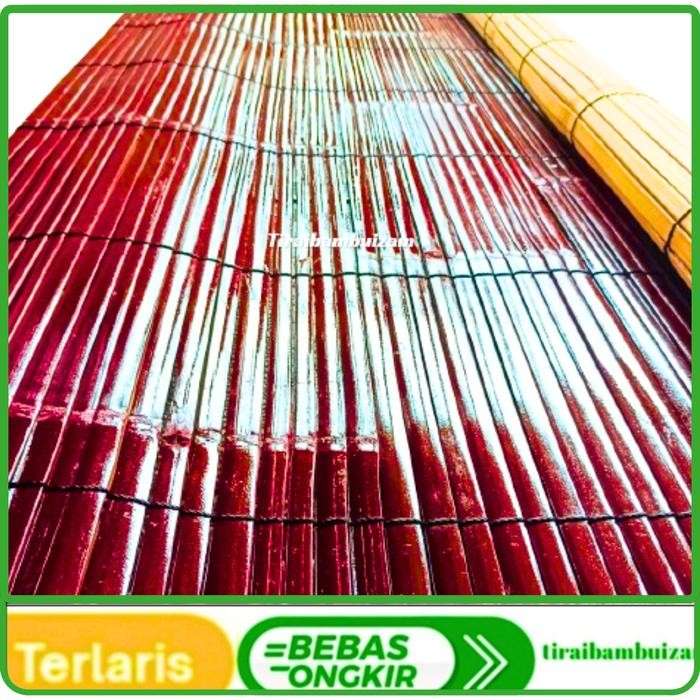 TIRAI BAMBU KREI OUTDOOR KEREI GULUNG BAMBU KULIT HITAM CAT COKLAT TIRAI GAZEBO 1,5 X 2 TERLARIS