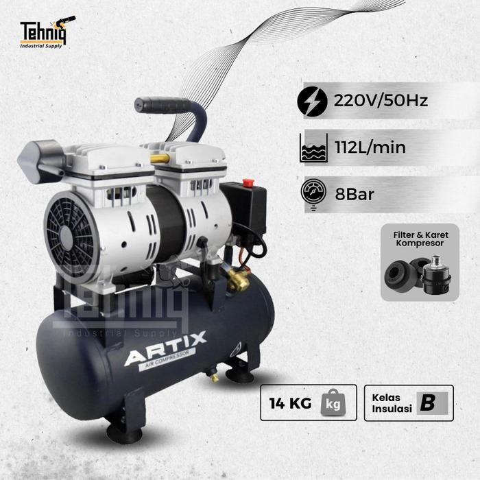 MESIN KOMPRESOR LISTRIK OILLESS ARTIX OA 0709 AIR COMPRESSOR TANPA OLI