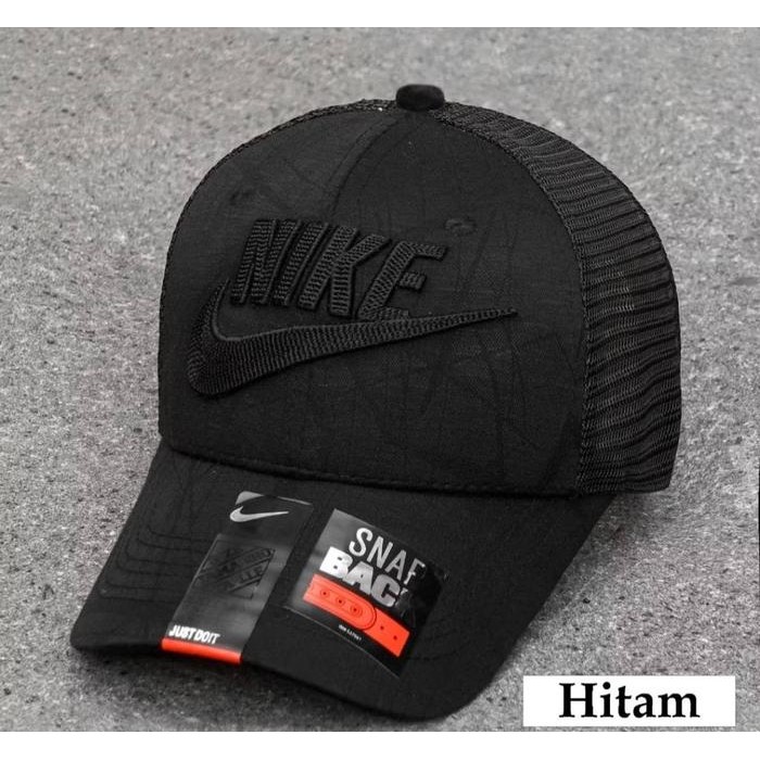TOPI BASEBALL NIKE FONT TRUCKER ORIGINAL FULL BLACK CAPS / TOPI PRIA WANITA / TOPI FULL SET