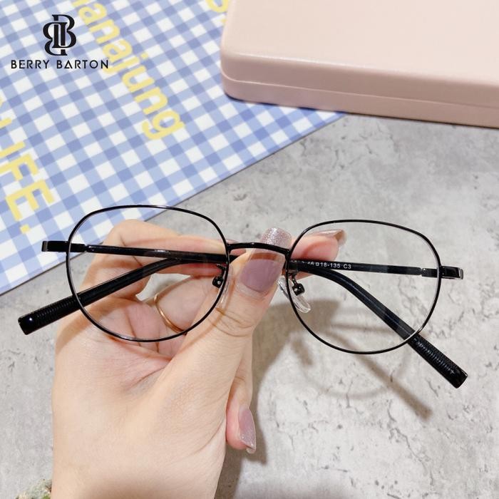 Kacamata Frame Round Metal Fashion Modern Photocromic Blueray 8623