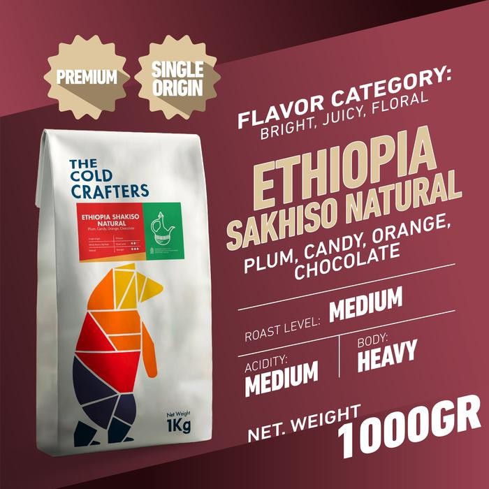 

Ethiopia Shakiso Arabica Coffee Arabika Biji Kopi Bubuk 1KG Espresso