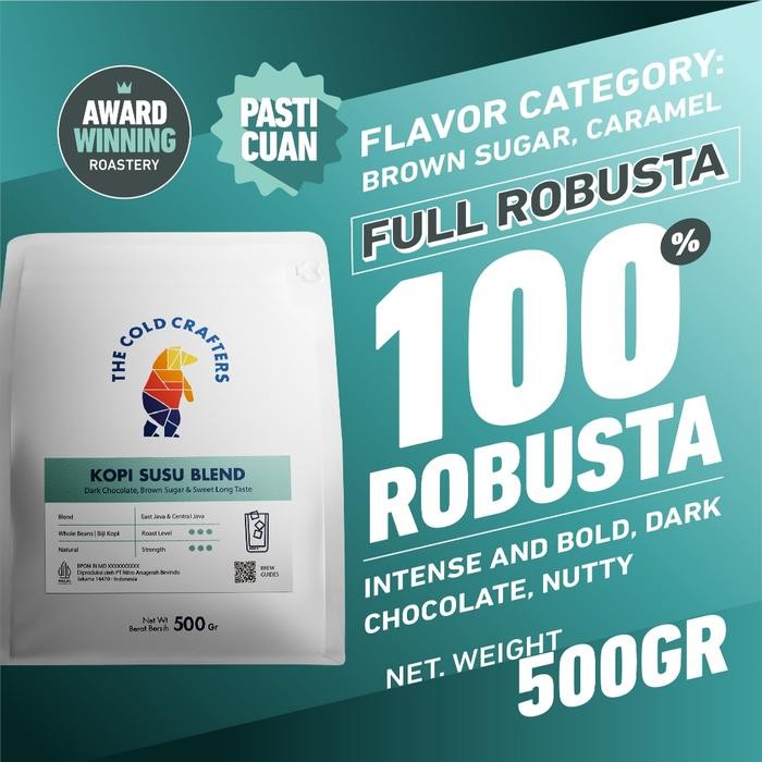 

Kopi Susu Espresso Blend 100% Robusta 500gr Minuman Kekinian Biji Bubuk 100% Robusta Roasted Coffee
