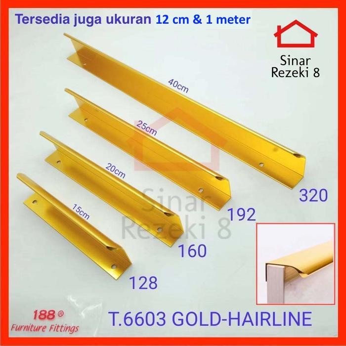 Handle 6603 1 Meter Gold Tarikan Laci Pintu Lemari Minimalis Dapur 100