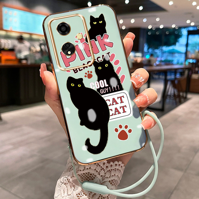Casing Hp Untuk OPPO A59 2016 F1s Case Casing grafiti HP kucing hitam Kesing pelindung silikon Softc