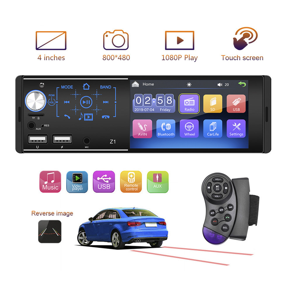 Car Stereo Audio Radio MP5 Player Autoradio 1 Din 4.1" Touch Screen