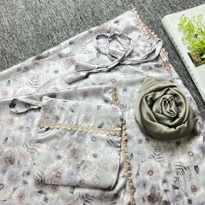 Silky Muslimstore Mukena Motif Dewasa Armanisilk 2In1 Traveling Bawahan Polos Rendah Kecil Cantik