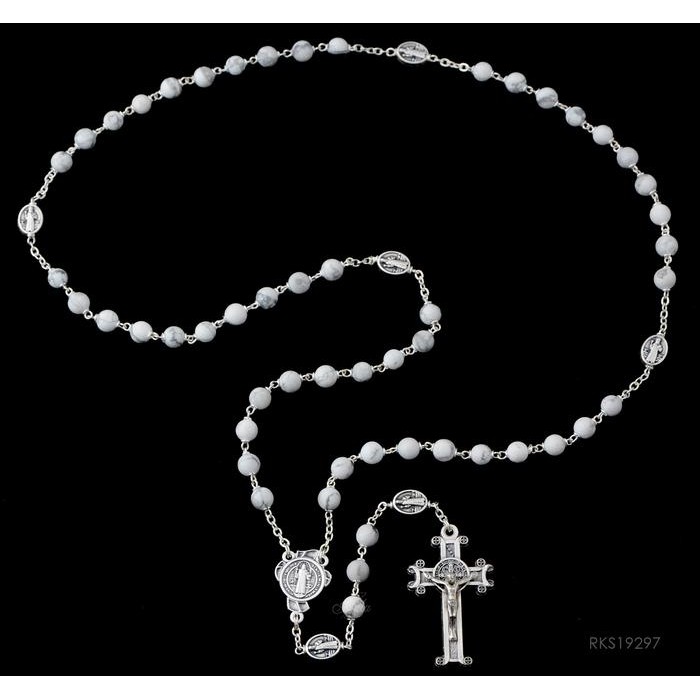 Rosario Batu Howlite 6mm All Benediktus , Toko Avila