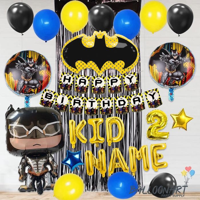 BATMAN SIMPLE DECORATION SET/DEKORASI ULTAH ANAK COWO/BALON FOIL BATMAN
