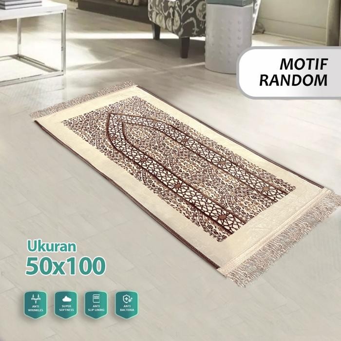 Sajadah Turki Rumbai Arabian Rose 50x110 cm Premium Tebal + Antislip