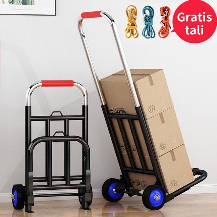 Reaim 150Kg Troli Kargo Lipat Mobil Lipat Roda Karet Senyap/Roda Kristal Troli Besi Troli