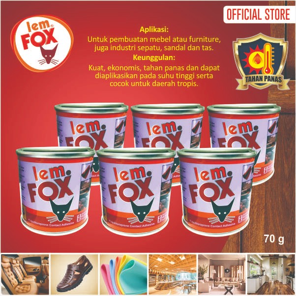 

Stok Baru Lem Fox Lem Kuning Lem HPL Vinyl Merah Kaleng 70 gram Bundling 6 pcs