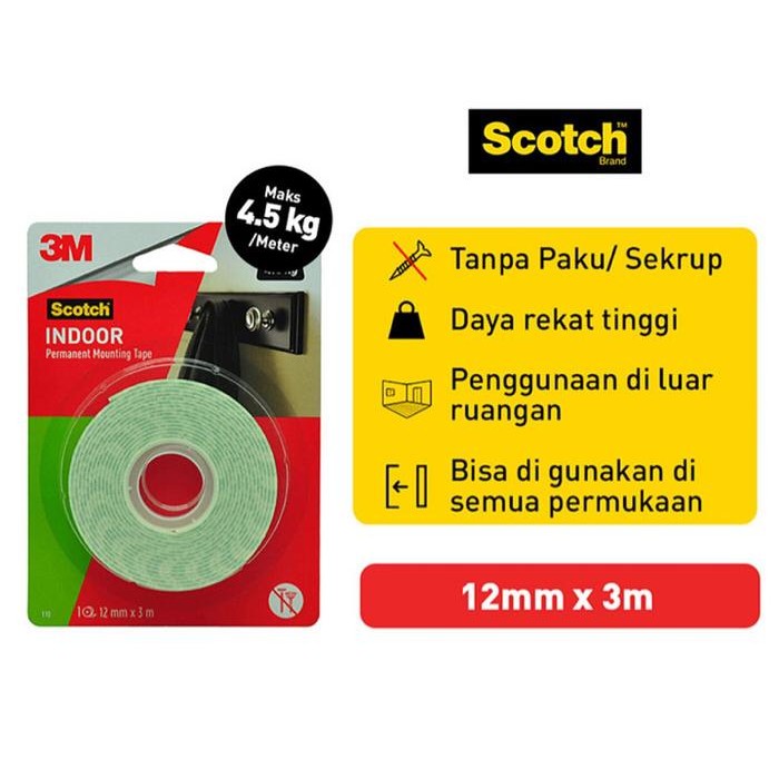 

Stok Baru 3M Scotch Indoor Double Tape Foam Mounting CAT110 12 mm x 3 m