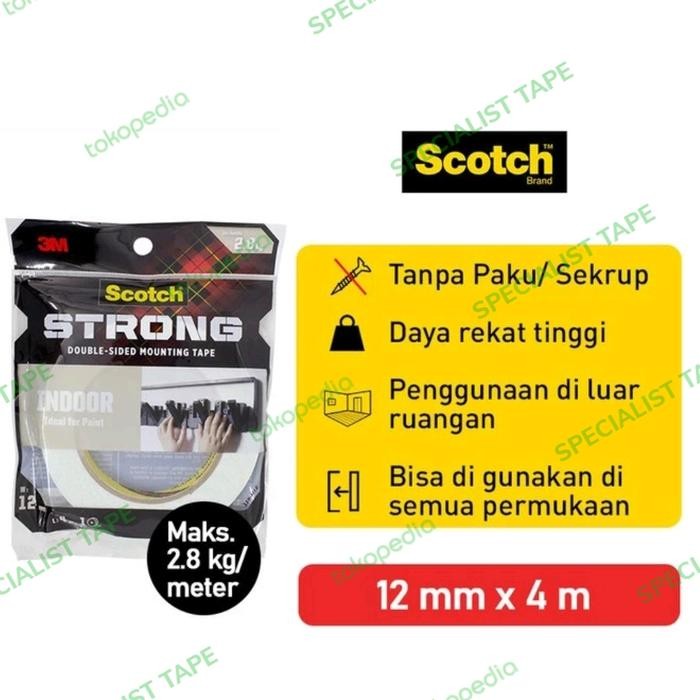 

Stok Baru Scotch indoor 3M mounting tape 3.5kg 12mm x 3m double tape 3M strong