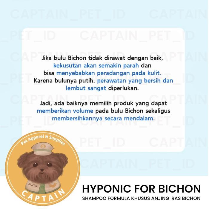Hyponic Shampoo Bichon Frise Grooming Formula Untuk Anjing Ras Bichon Dog Whitening Volumizing