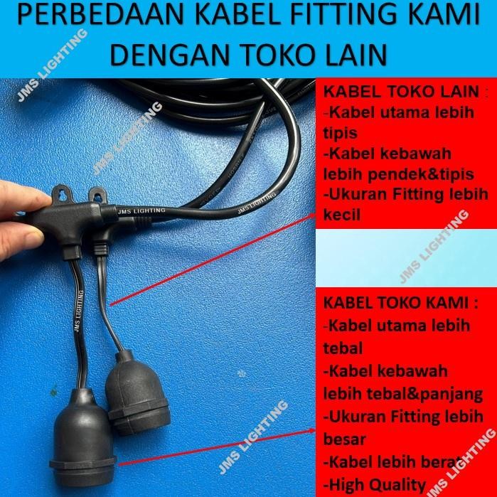 FITTING LAMPU GANTUNG 10METER+ 20 FITTING LAMPU OUTDOOR CAFE