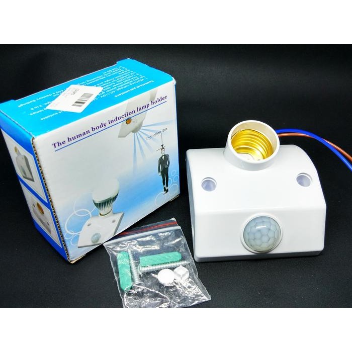 E27 FITTING ADAPTER LAMPU OTOMATIS 220V DENGAN INFRARED+SENSOR GERAK