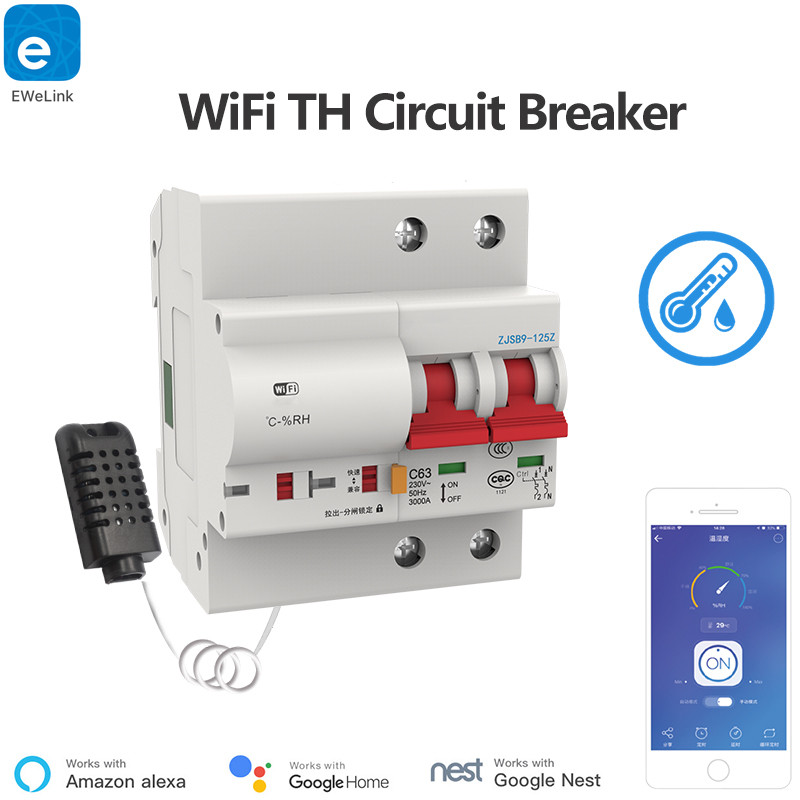 eWelink Smart Circuit Breaker With Temperature and humidity sensor