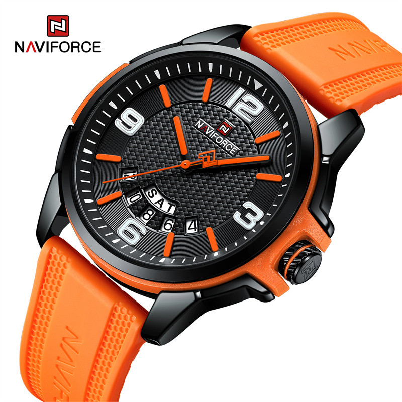 NAVIFORCE Men's Casual Quartz Watch Silicone Strap Automatic Date