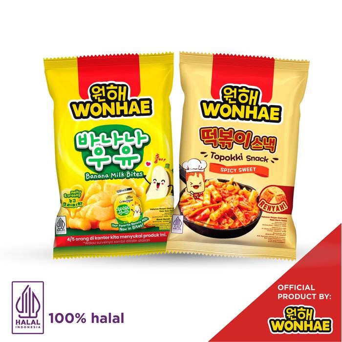 

Bundle Wonhae Topokki Snack Sweet & Spicy 80Gr & Wonhae Banana Milk Bites 60Gr