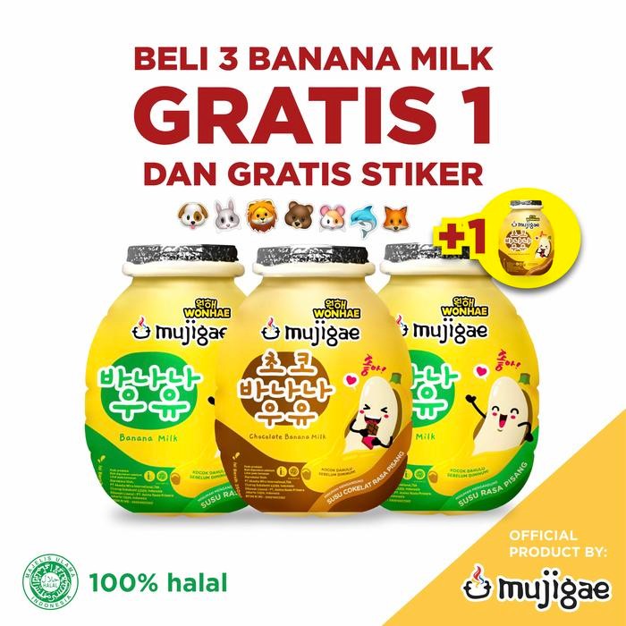

Beli 3 Gratis 1 Mujigae Banana Milk Mix Original Dan Chocolate 250 Ml Free Sticker / Susu Pisang