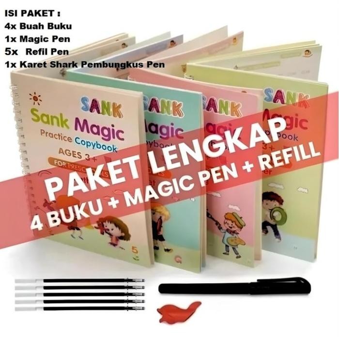 

Sank Magic 3D Buku Edukasi Anak Belajar Menulis Untuk TK Angka & Huruf / buku megic