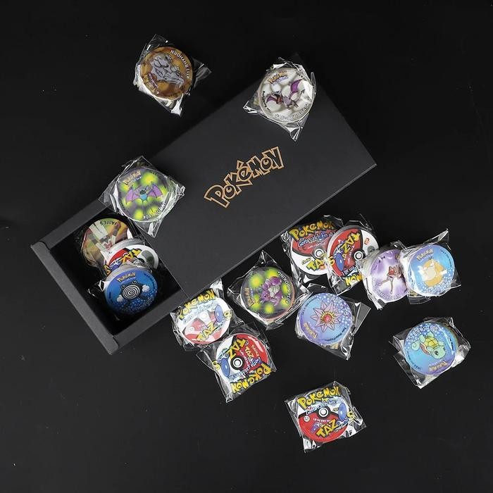 Pokemon Tazos Album Card Book Box Plastic Pogs Round Stroke Pikachu
