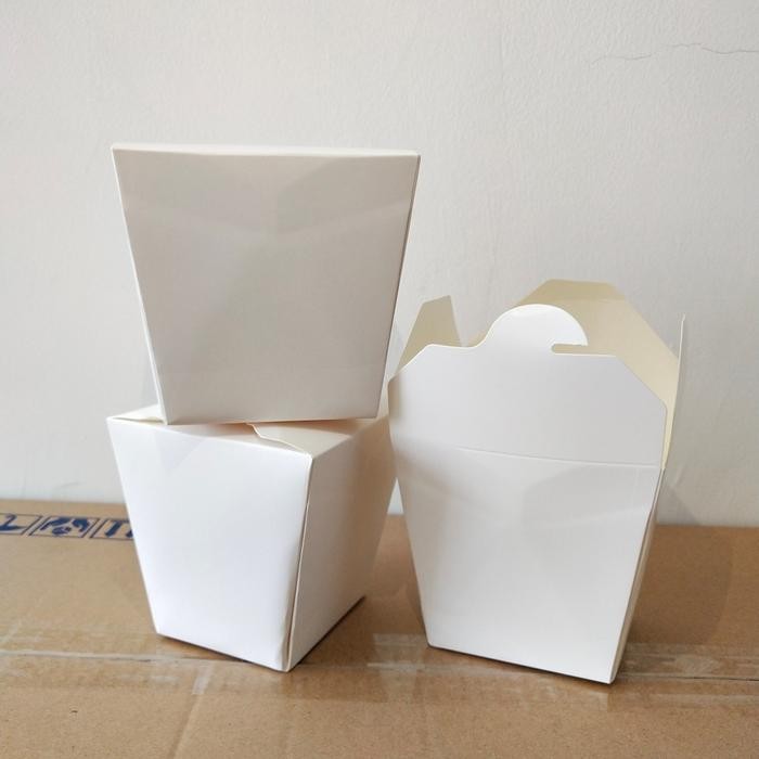 [25 Pcs] Paper Food Pail White Large 12 Oz / Rice Box Starindo L