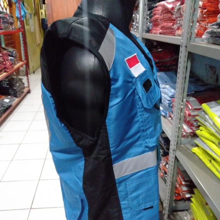 Expert ROMPI SAFETY BIRU MUDA TOSKA LANGIT FREE LOGO K3 BENDERA FULL TASLAN