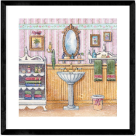 Lukisan Estetik Waktu Mandi Bingkai Frame Pajangan Dinding Kamar Mandi Clean - OHZAC49777