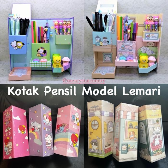 

TERLARIS! Kotak Pensil Lemari Karton Pencil Case Tepak Lucu Pen Organizer