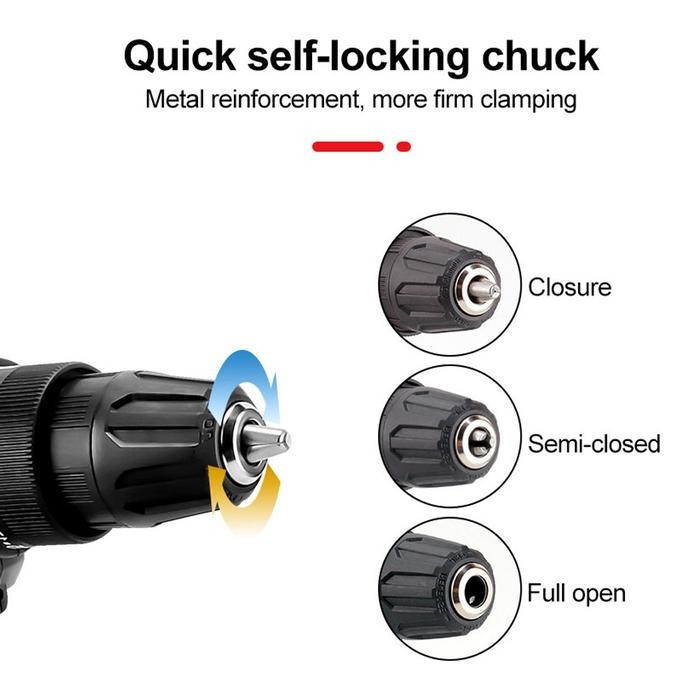 Bor Cordless Drill 36VF Impact Cordless Drill Koper Bor Lengkap