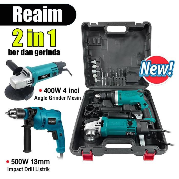 REAIM 13mm bor dan gerinda mesin bor listrik bor gerinda paket bor dan gerinda mesin gerinda tangan