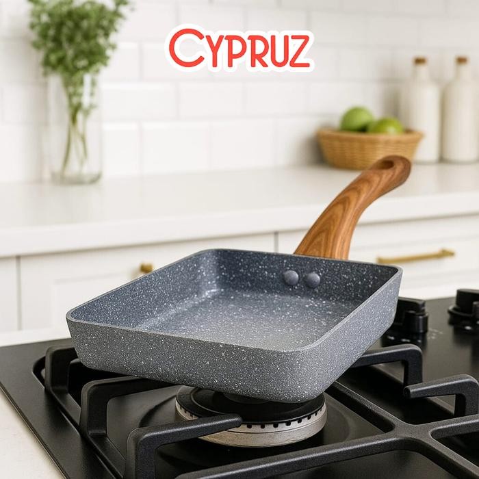 PREMIUM Cypruz Kitchenware Tamagoyaki Pan Marble Wajan Kotak Anti Lengket Premium Cocok Semua Kompor