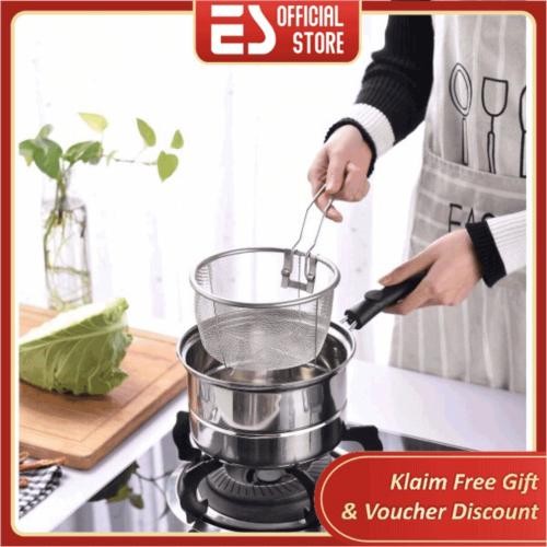 PREMIUM ES Panci Set Deep Fry Panci Indomie Stainless Steel Panci Saringan Mie