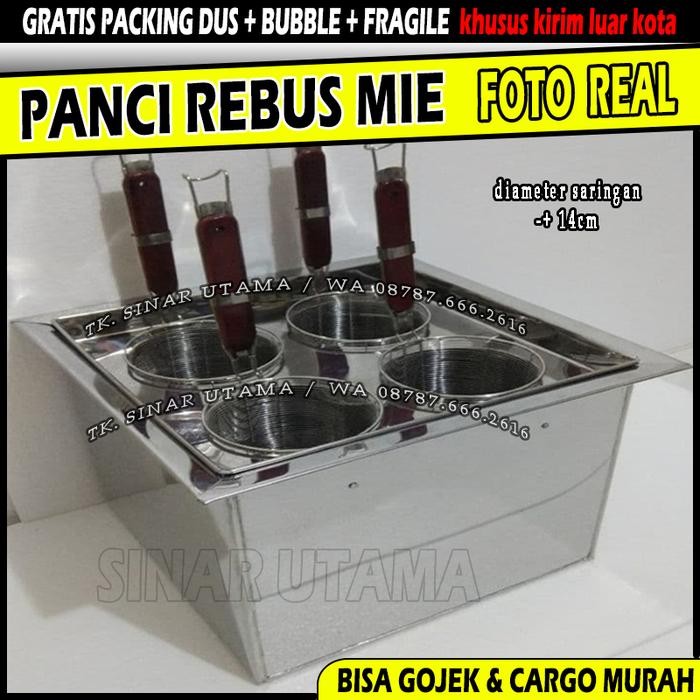 PREMIUM Dandang Mie 4 Hole bakmi Ayam Kangkung Kocok Saringan Rebus Tong Panci