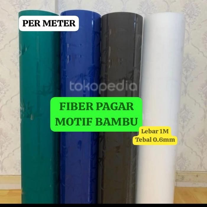 fiber penutup pagar motif bambu