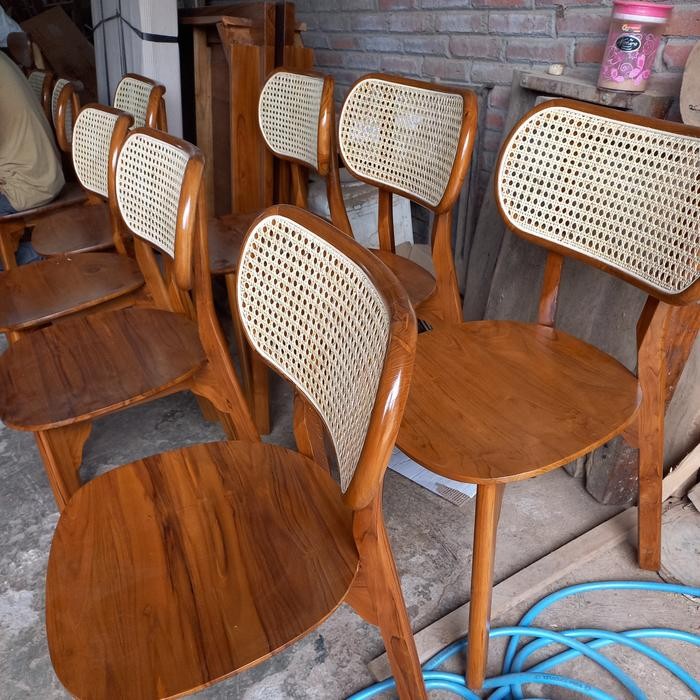 PREMIUM kursi makan jati rotan / kursi cafe jati rotan /kursi rotan jati